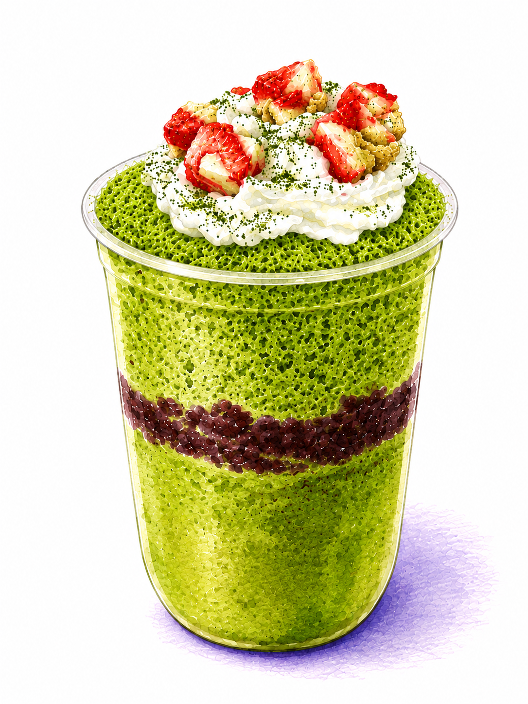 Matcha Red Bean shaved ice illustration